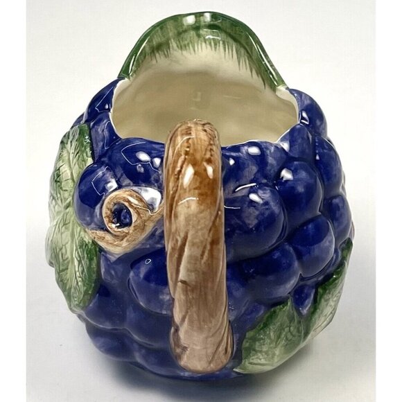 VTG FITZ and FLOYD Hand Painted 3.5" Purple Grape Ceramic CREAMER Pitcher EUC - Picture 4 of 6